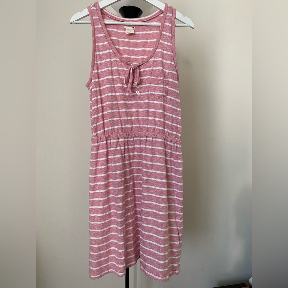 Levi’s Striped Pink and White Sleeveless Tie-Neck Dress M